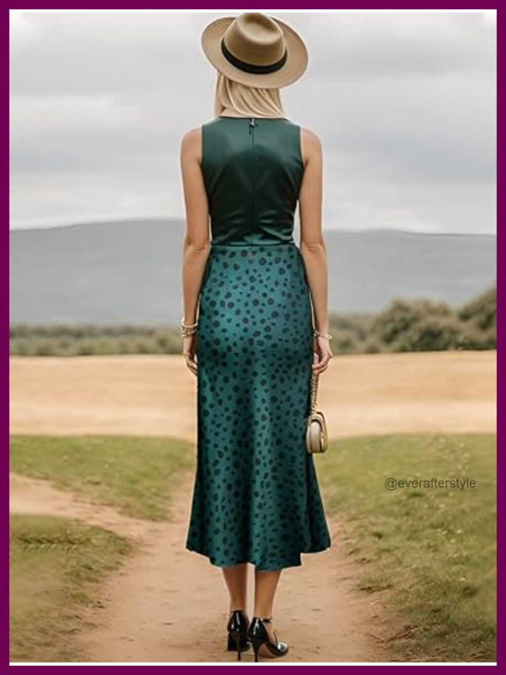 Silk Satin Leopard Print High Waist A-Line Midi Skirt Summer - Picture 5 of 5